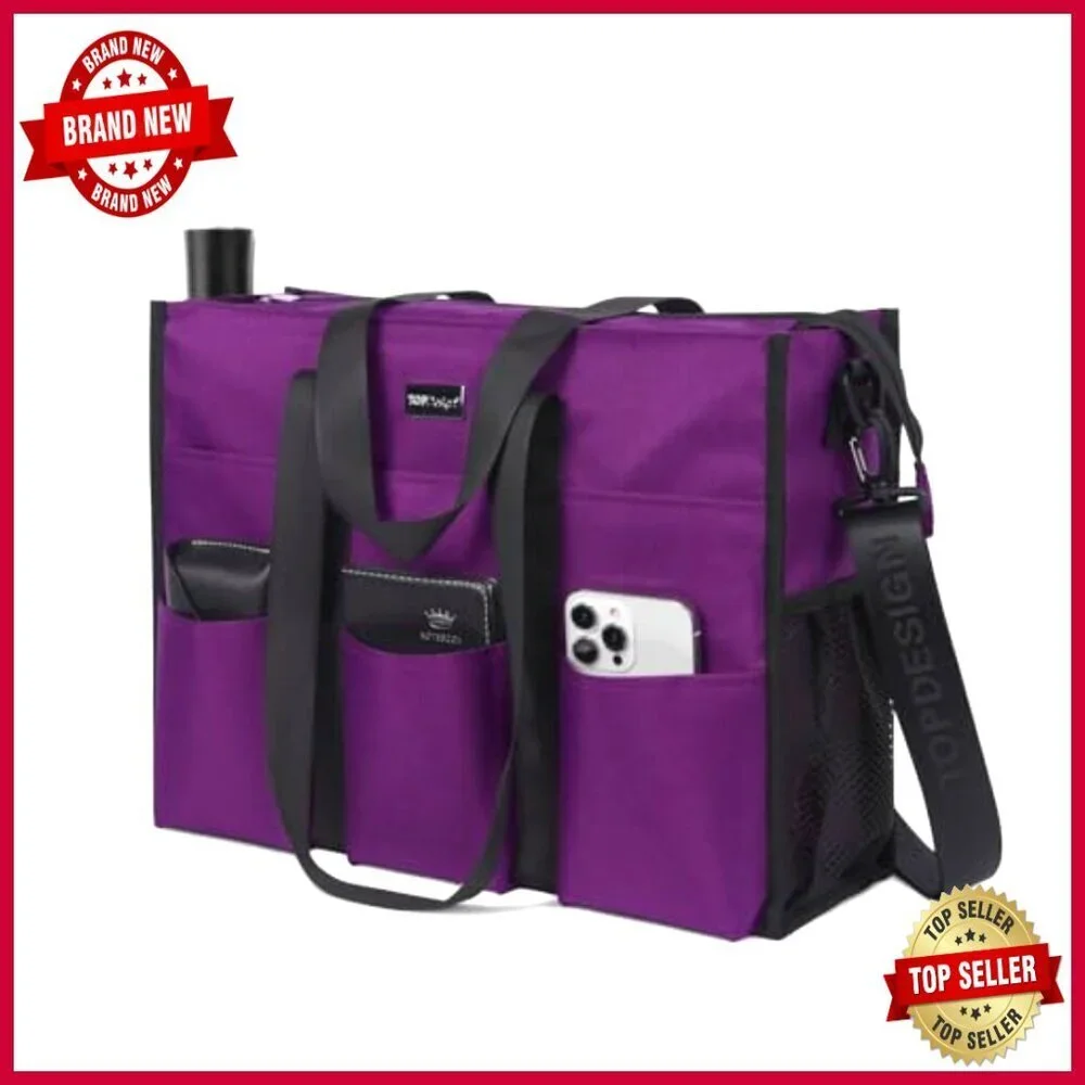 Large Water Resistant Tote Bag with 22 Pockets for Professionals